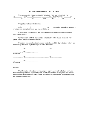 Mutual Rescission of Contract