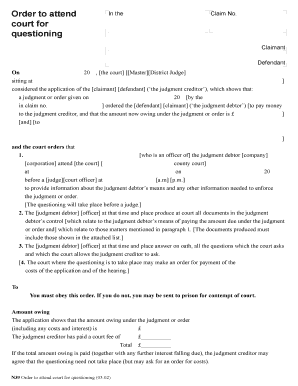 Order to Attend Court for Questioning