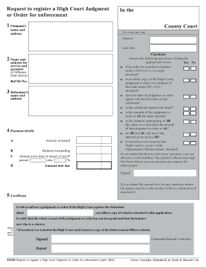 Request to Register High Court Judgment for Enforcement