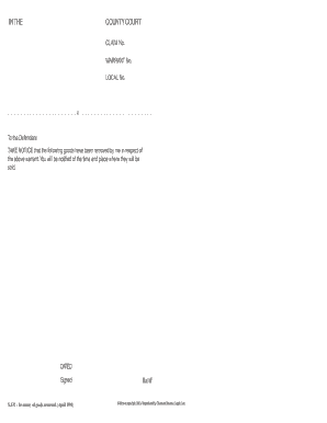 Inventory of Goods Removed Notice