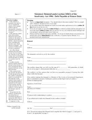 UK Statutory Demand Form 6.3