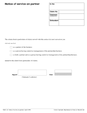 Notice of Service on Partner