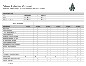 College Application Worksheet