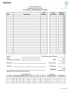 Mileage Expense Voucher