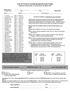 AP Exam Registration Form