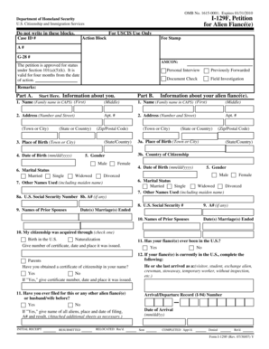 USCIS Form I-129F for Alien Fiancé(e)