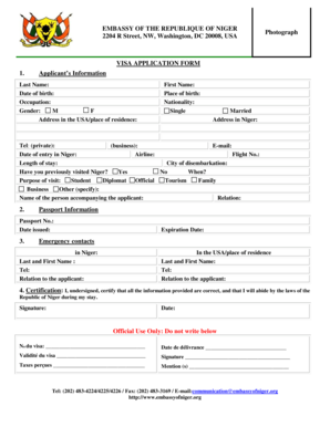 Niger Visa Application Form