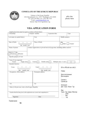Kyrgyz Republic Visa Application Form