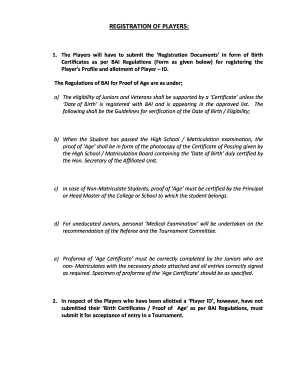 Badminton Age Certificate