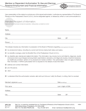 Member Authorization to Disclose Personal Information