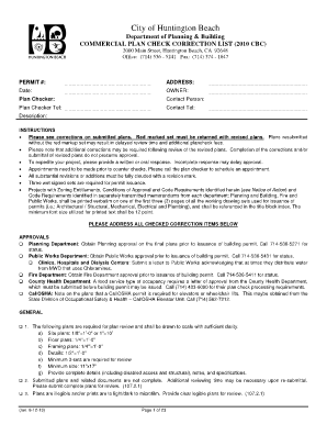 Commercial Plan Check Correction List