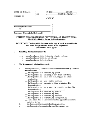 Indiana Protection Order Petition