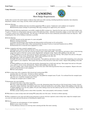 Canoeing Merit Badge Requirements