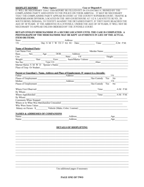 Shoplift Report Form