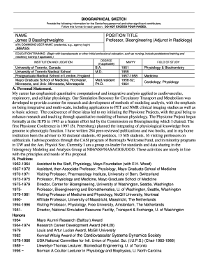 Biographical Sketch Form