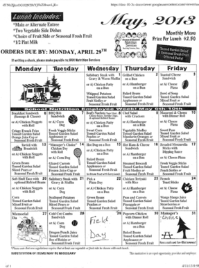 School Lunch Order Form