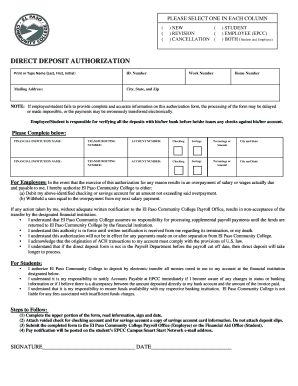 Direct Deposit Authorization Form