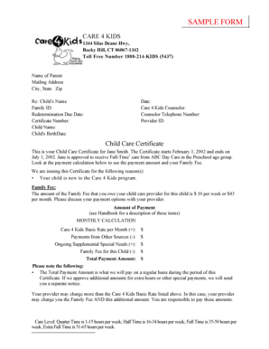 Child Care Certificate