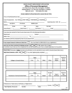 Davis County Employment Application