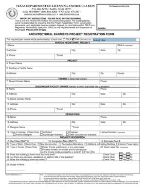 Texas Architectural Barriers Project Registration Form