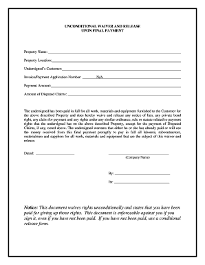 Unconditional Waiver and Release Upon Final Payment