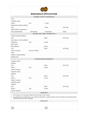 Wholesale Application Form