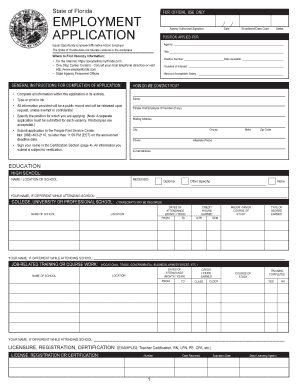 Florida State Employment Application Form
