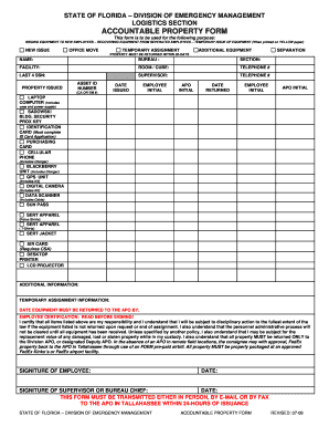 Florida Emergency Management Accountable Property Form