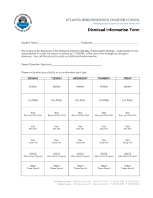 Dismissal Information Form