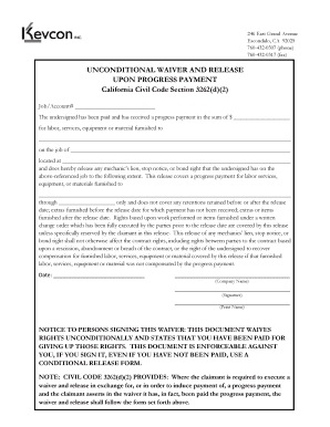 California Unconditional Waiver and Release