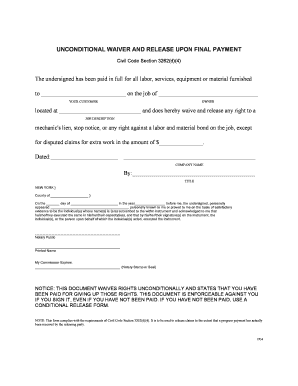 Unconditional Waiver and Release Upon Final Payment