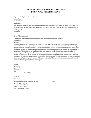 Conditional Waiver and Release Upon Progress Payment