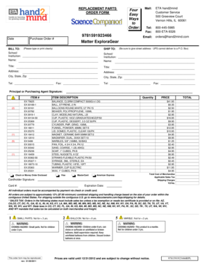 Replacement Parts Order Form