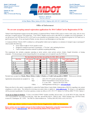 Mississippi Unified Carrier Registration Form 2014