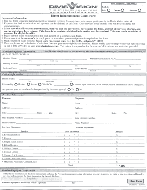 Davis Vision Direct Reimbursement Claim Form