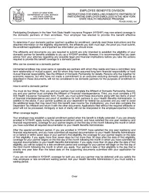 New York State Domestic Partner Health Insurance Enrollment Form