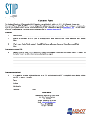 Mississippi STIP Comment Form