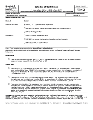 Schedule B Form 990 Contributor Information