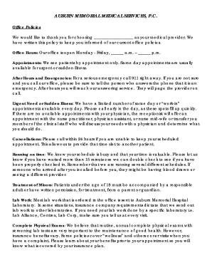 Auburn Memorial Medical Services Office Policies