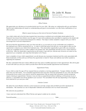 Clermont Pediatric Dentistry Office Policies