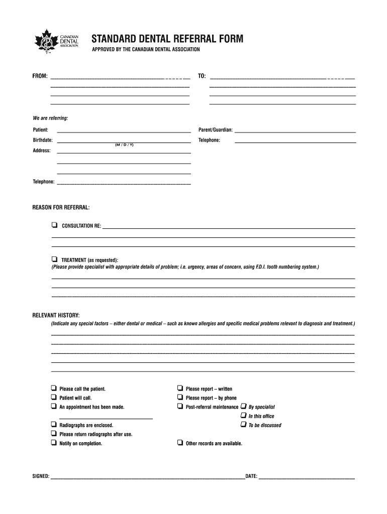 Dental Referral Form Template Word Fill Online, Printable, Fillable
