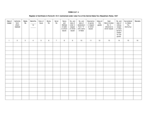 Rajasthan Central Sales Tax Form C.S.T. 4