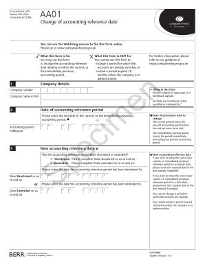 UK Change of Accounting Reference Date Form