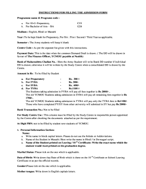YCMOU Admission Form