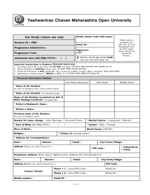 Yashwantrao Chavan Maharashtra Open University Admission Form