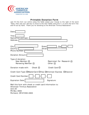 Printable Donation Form