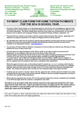 Home Tuition Payment Claim Form