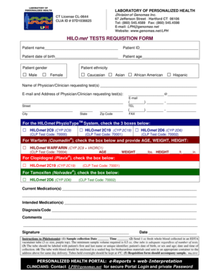 HILOmet Tests Requisition Form