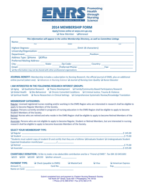 2014 ENRS Membership Form