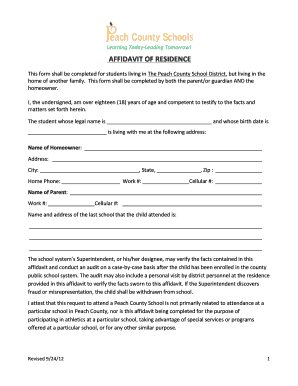 Affidavit of Residence